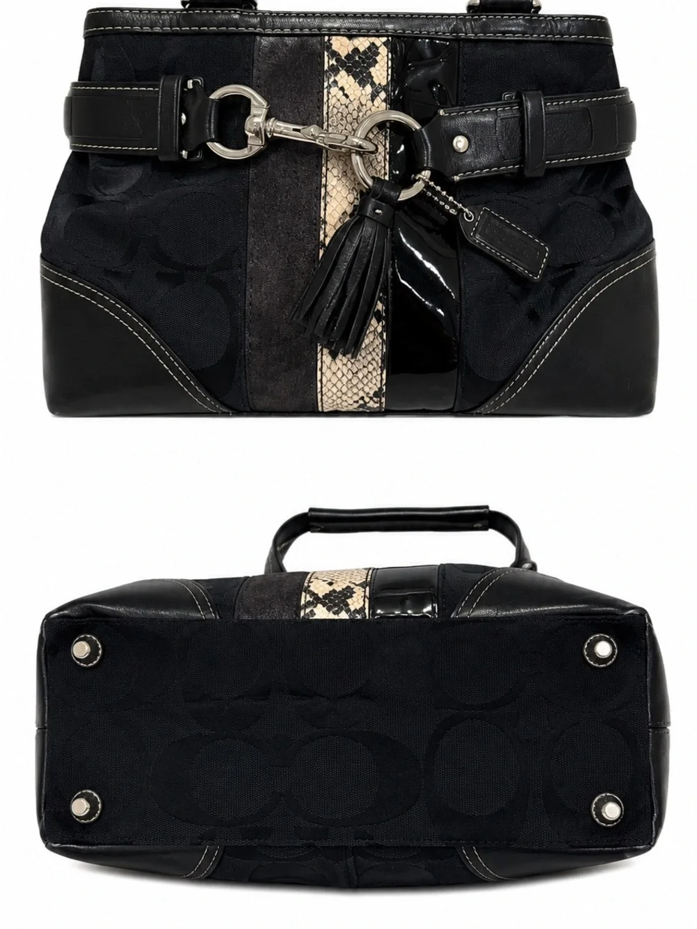 Vintage 2006 Coach Hamptons Signature Carryall 10262 Black Python Y2K Bag